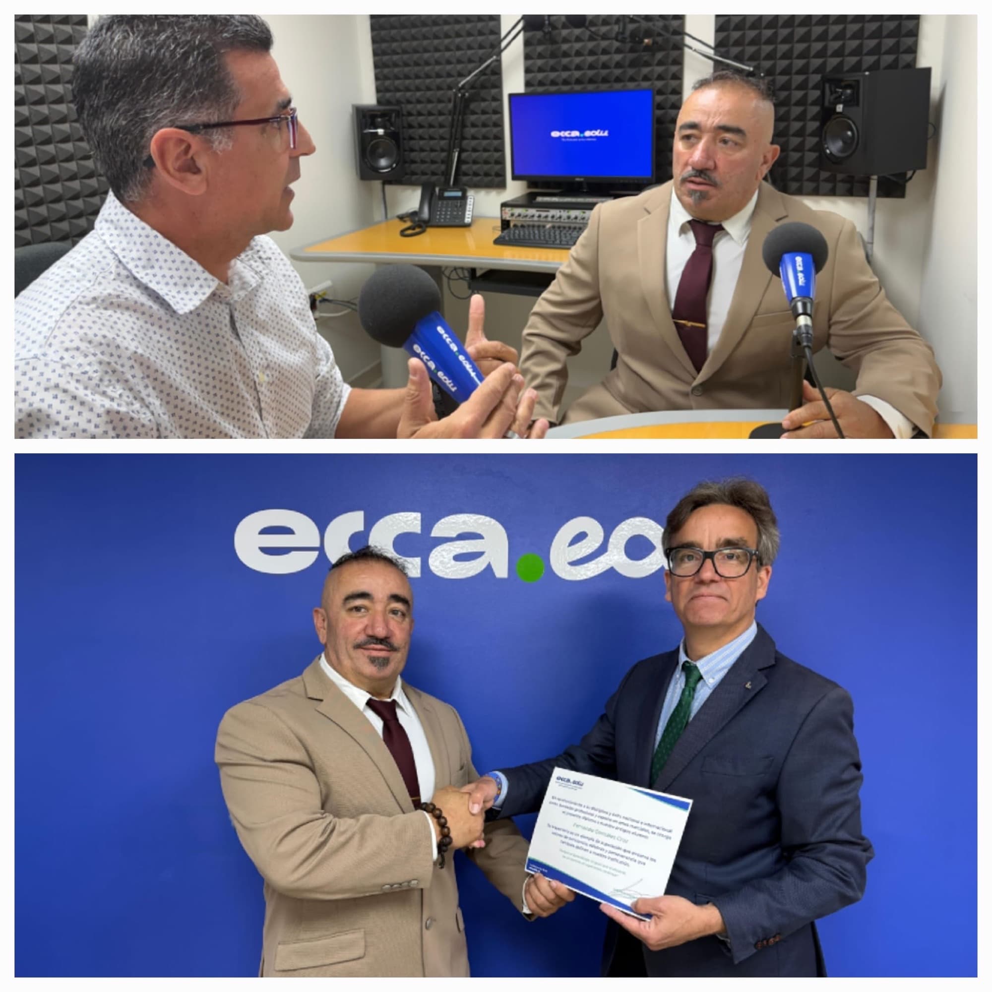 Fernando González Cruz en los estudios de Radio ECCA